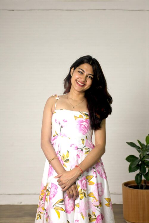 Rosalie – White Pink Floral Tie-Shoulder Maxi Dress