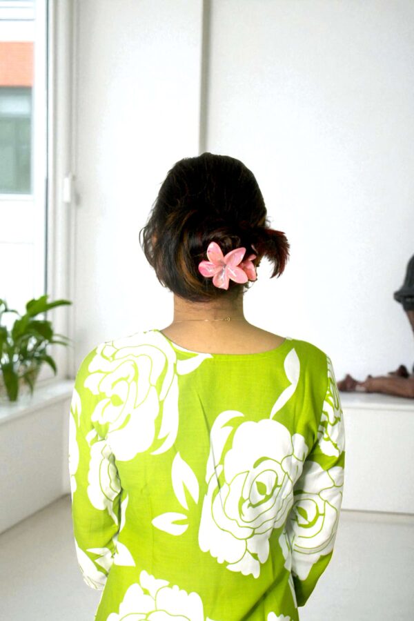 Florira – Lime Green Floral Long Kurta - Image 4