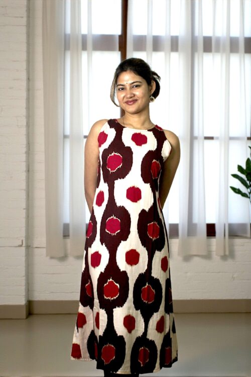 Orvya – Ivory Circle Ikat Long Kurta