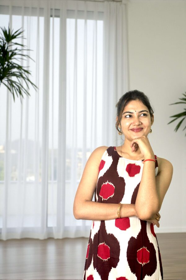 Orvya – Ivory Circle Ikat Long Kurta - Image 2