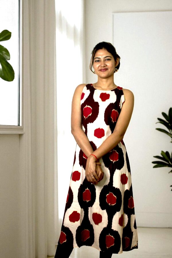 Orvya – Ivory Circle Ikat Long Kurta - Image 3