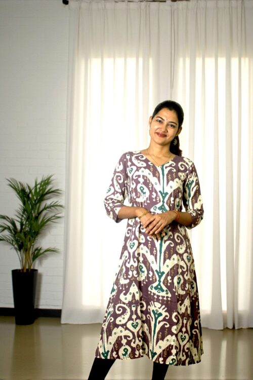 Myraza – Mauve Ikat Motif Long Kurta