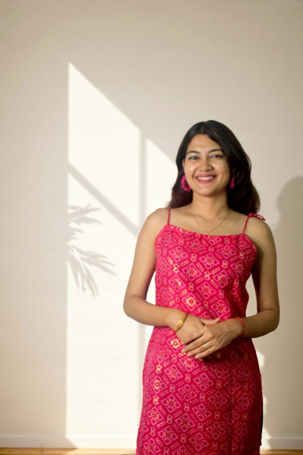 Zyra - Pink Geometric Motif Kurta Top - Image 6