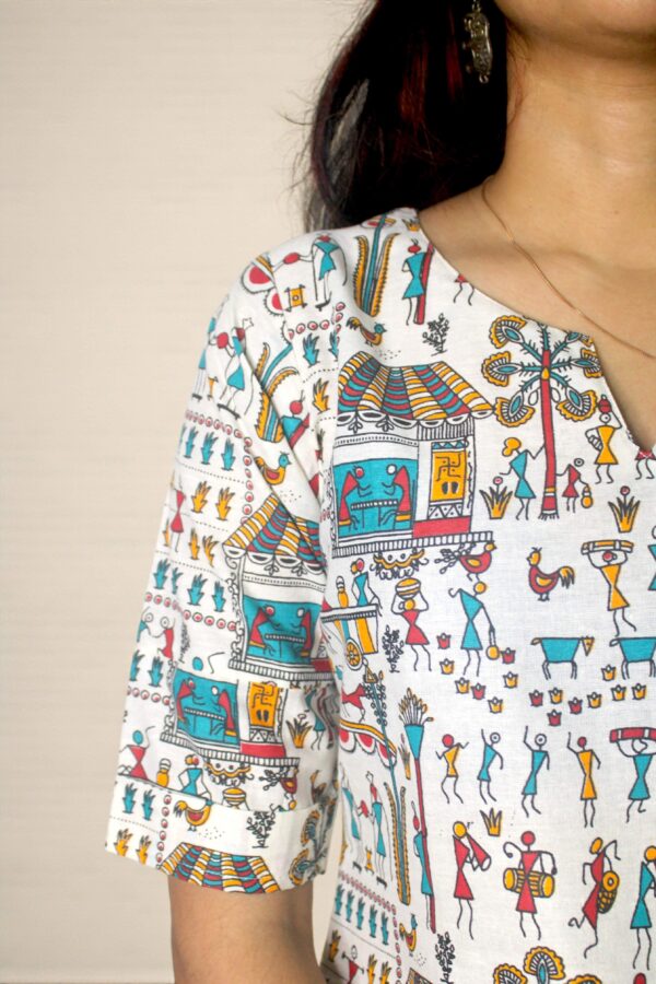 Gramina - Village Life Print Kurta Top - Image 5
