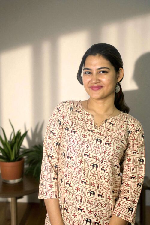 Kalika – Beige Tribal Block Print Kurta Top