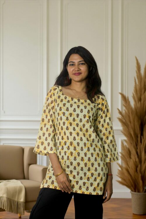 Suvira – Yellow Ethnic Motif Kurta Top