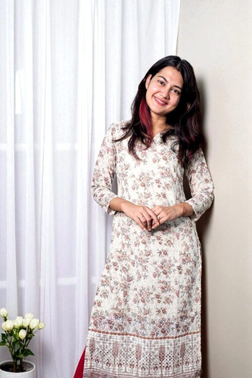 Elvira – Cream Floral Embroidered Kurti