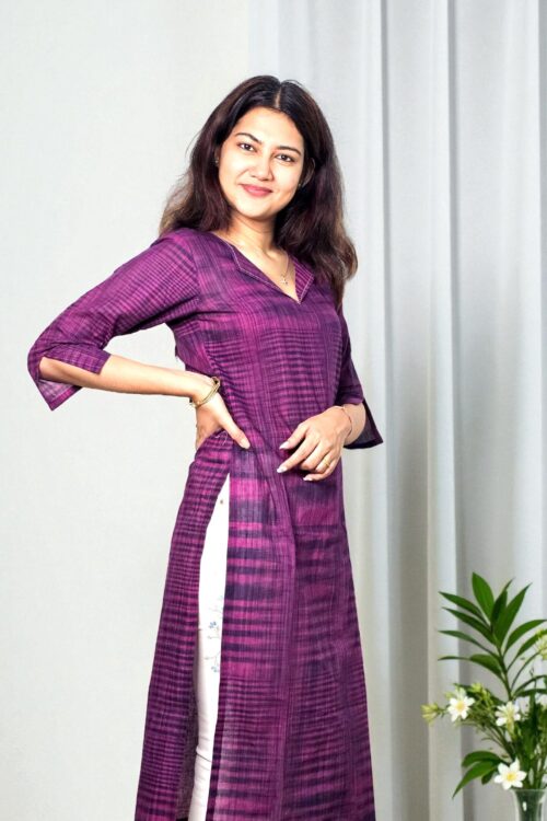 Tavisha – Plum Purple Khadi Cotton Kurta