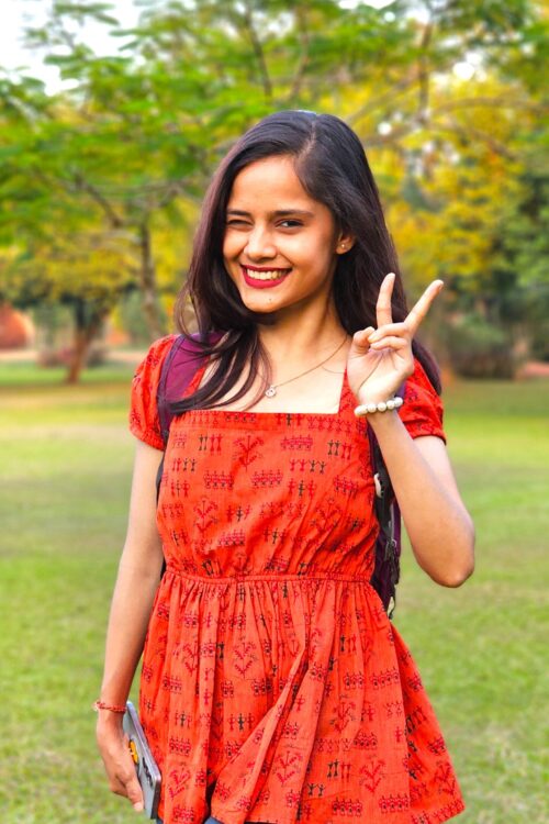 Tanti Sunset Warli khadi Peplum Orange Top