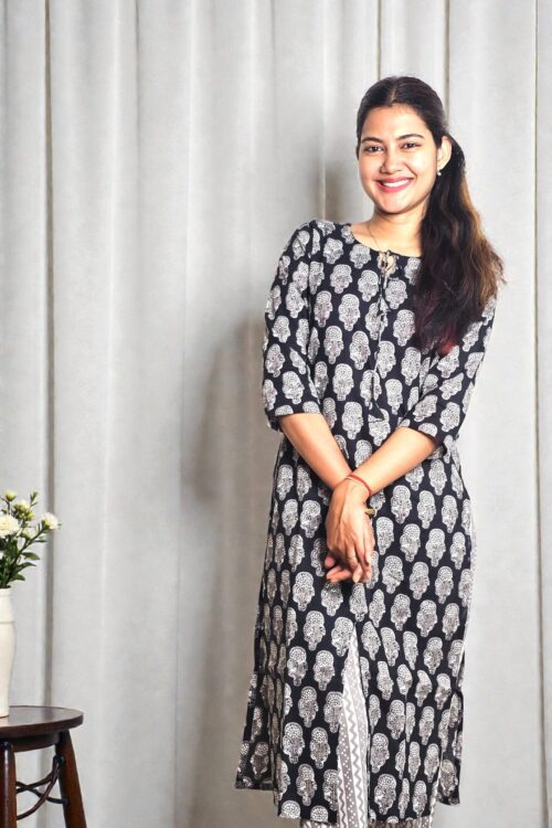 Evara – Black & Ivory Block Print Cotton Co-ord Set
