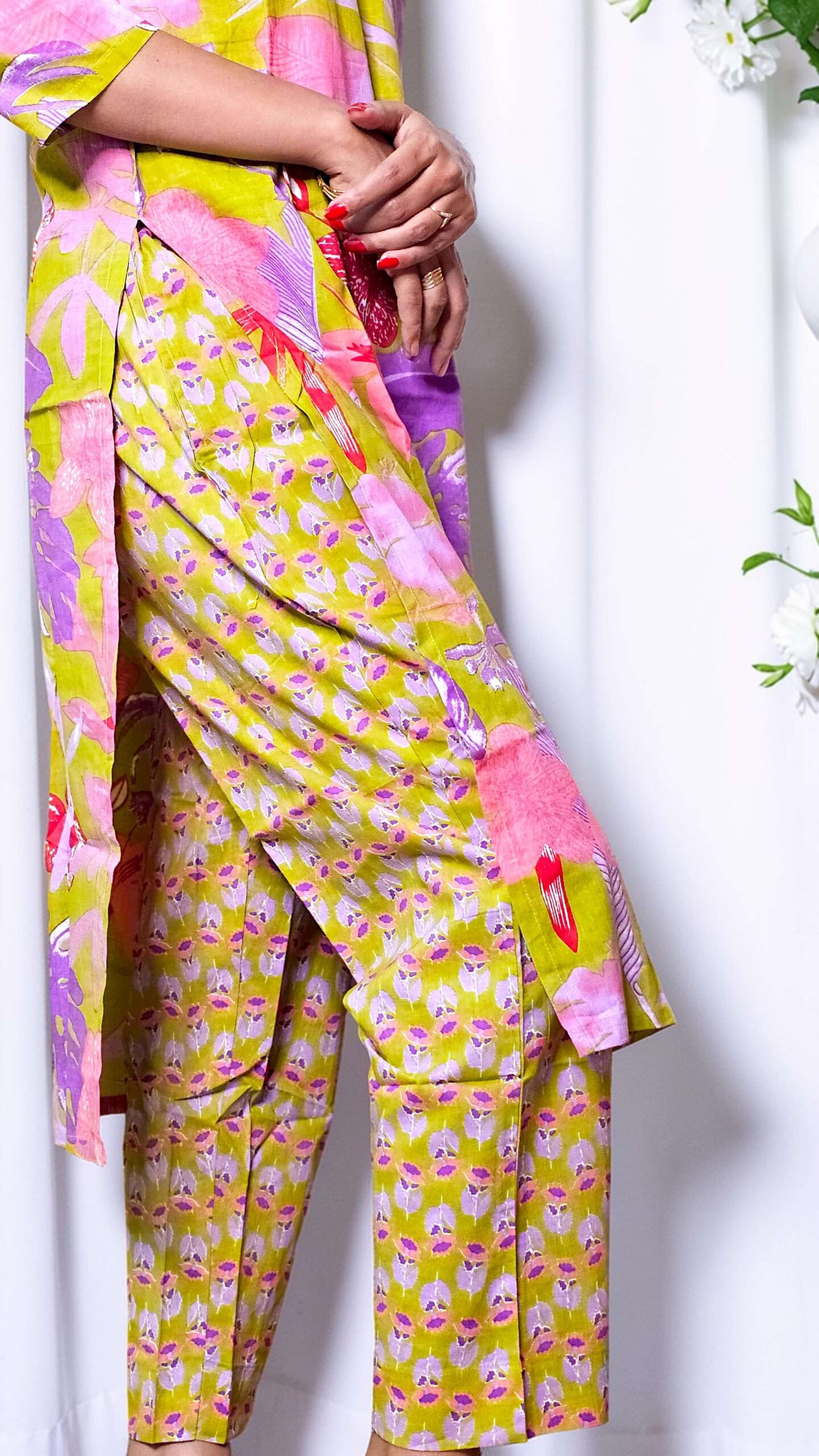 Kalvisha – Lime Bloom Premium Cotton Straight Co-ord Set - Image 5