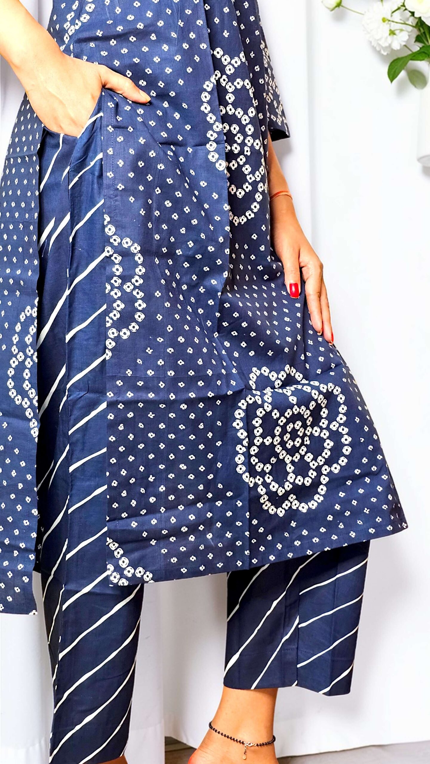 Niravya – Indigo Circle Print Co-ord Set - Image 5