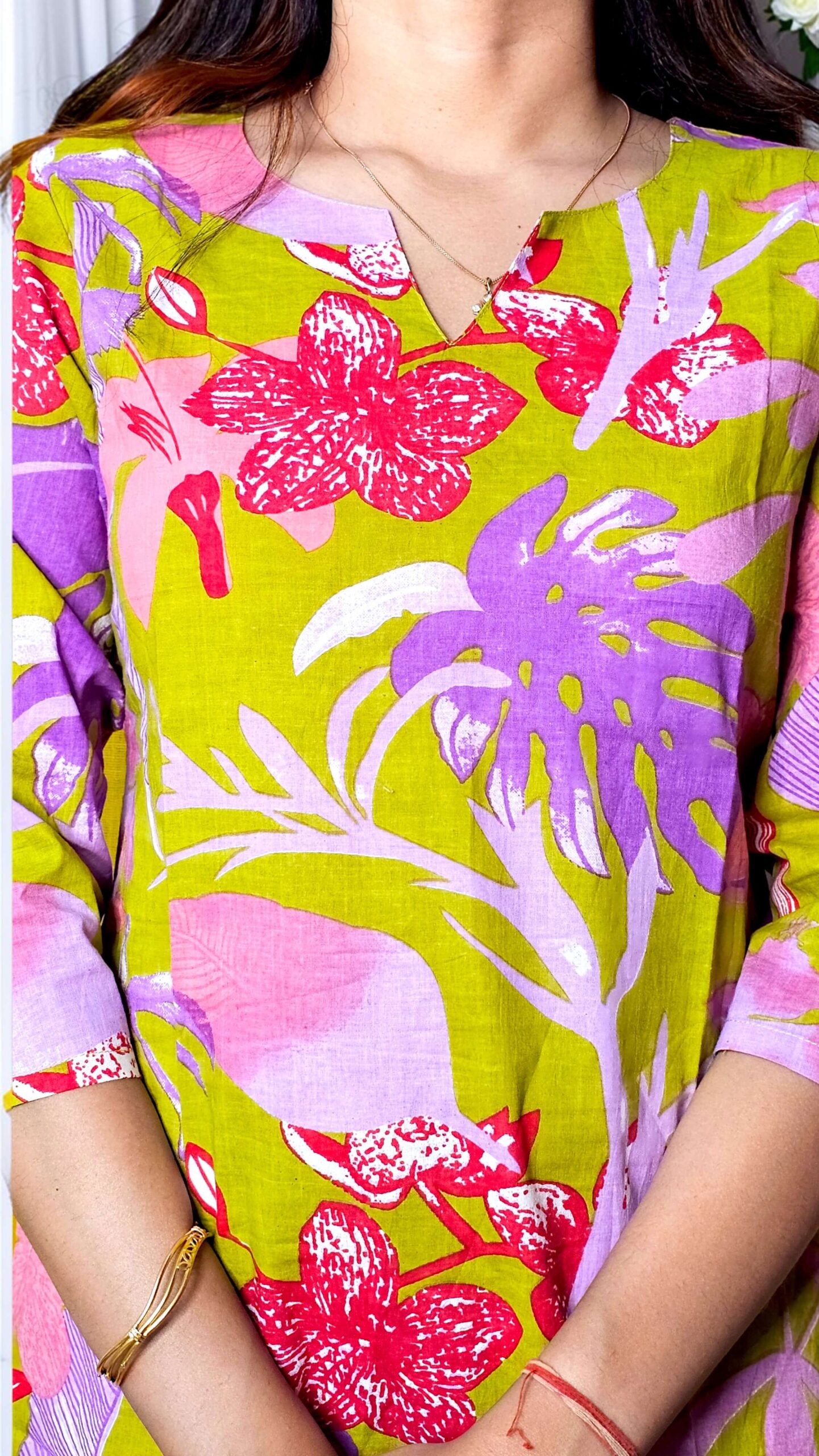 Kalvisha – Lime Bloom Premium Cotton Straight Co-ord Set - Image 6