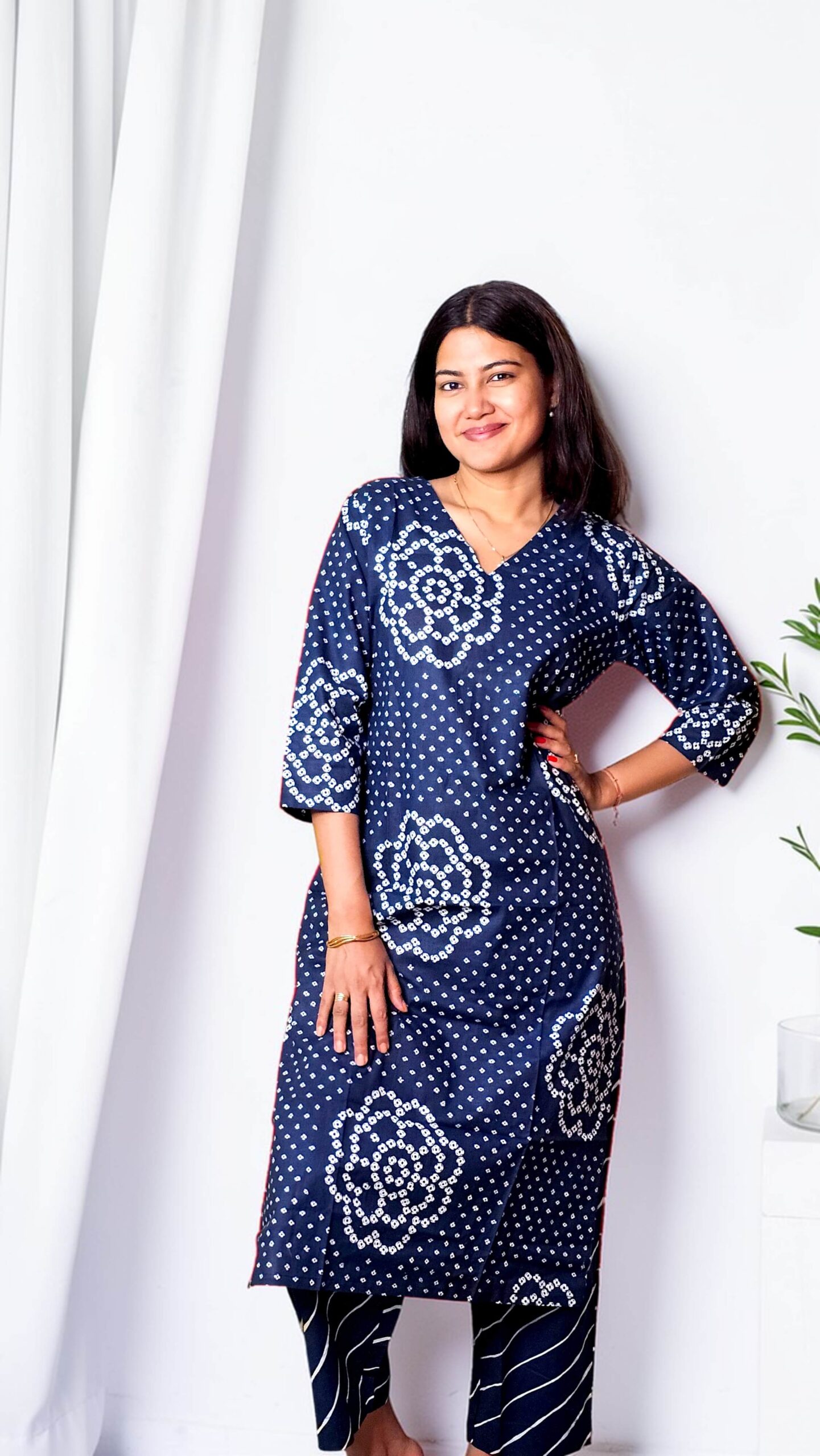 Niravya – Indigo Circle Print Co-ord Set - Image 6