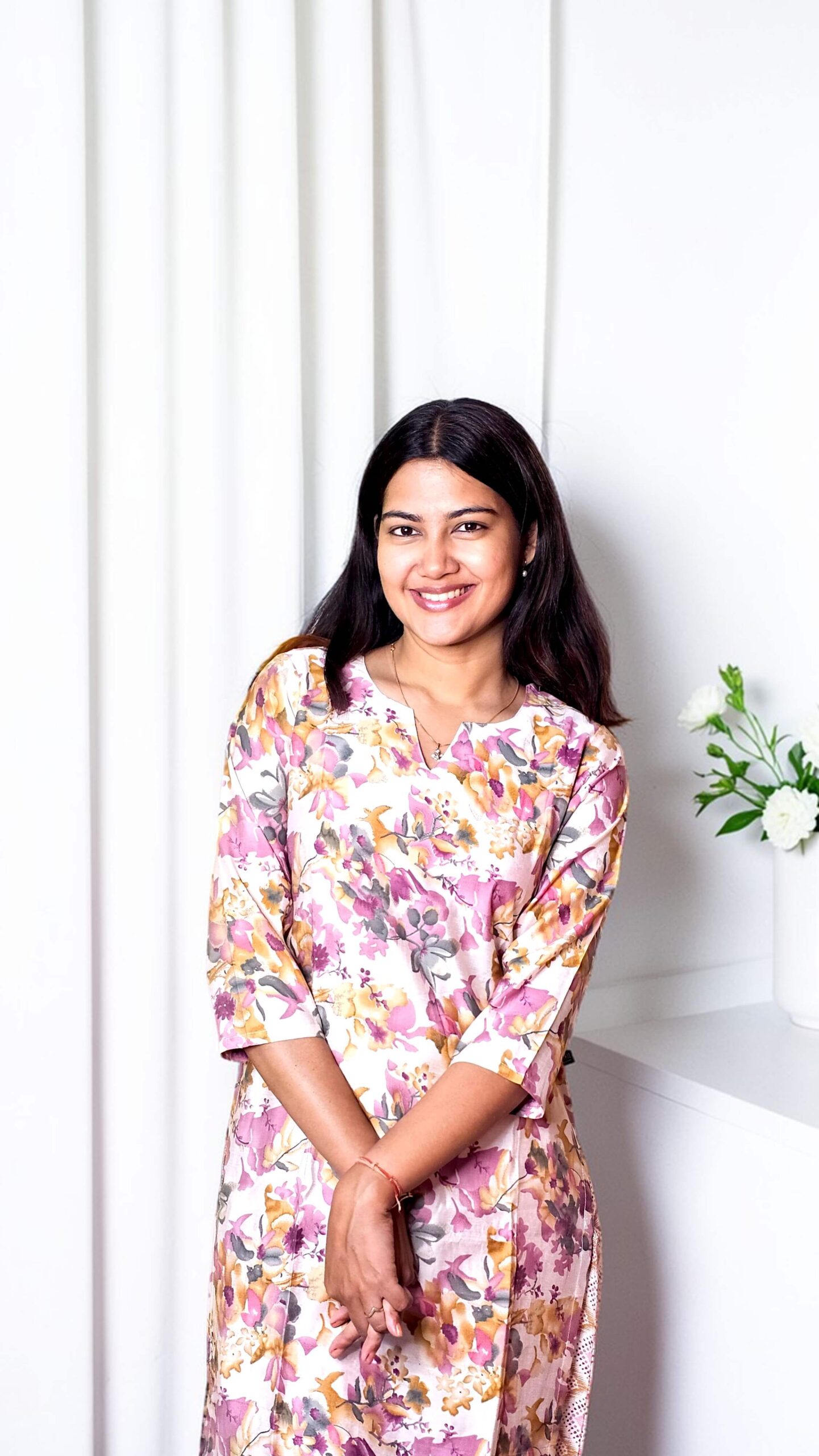 Vareesha – Blush Floral Chanderi Foil Straight Co-ord Set - Image 7