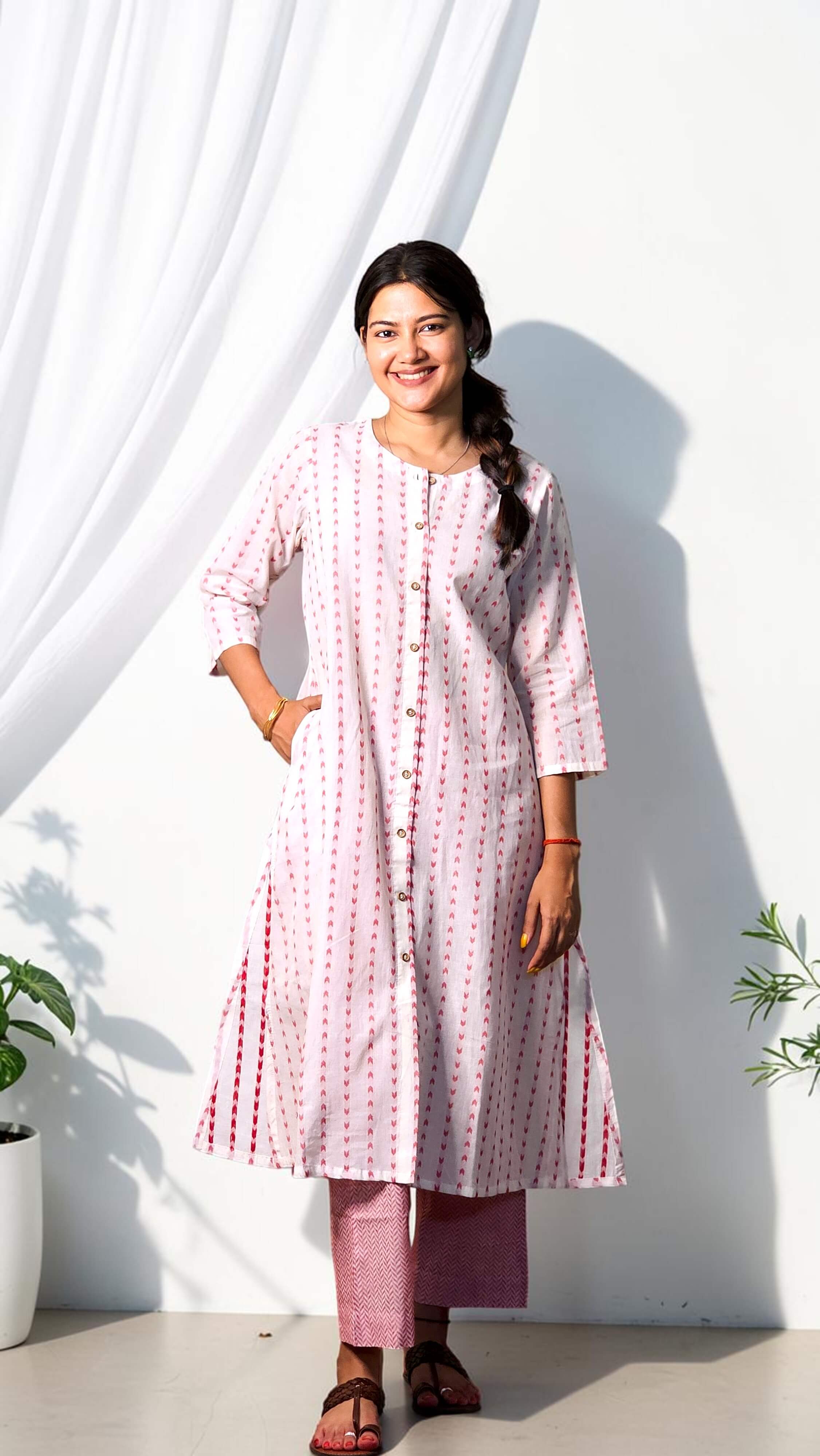 Riyana – Blush Ethnic Khadi Co-Ord Set