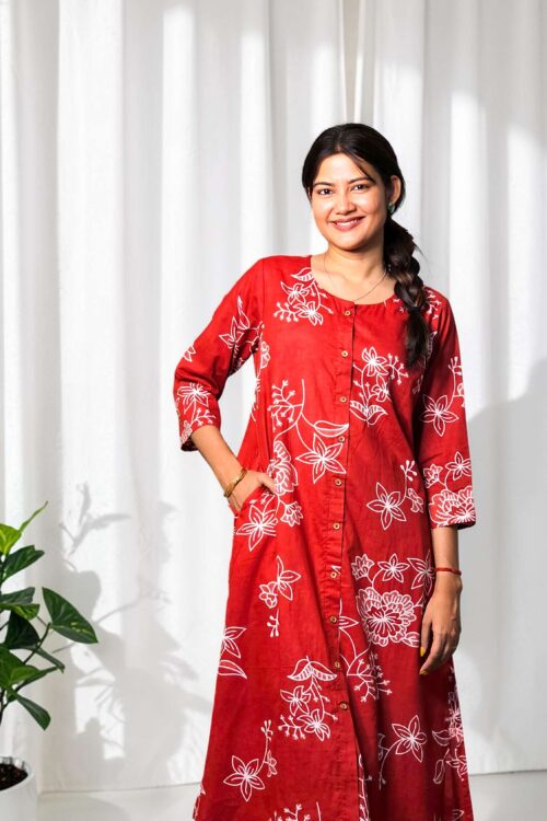 Roshni – Scarlet Bloom Cotton Co-Ord Set