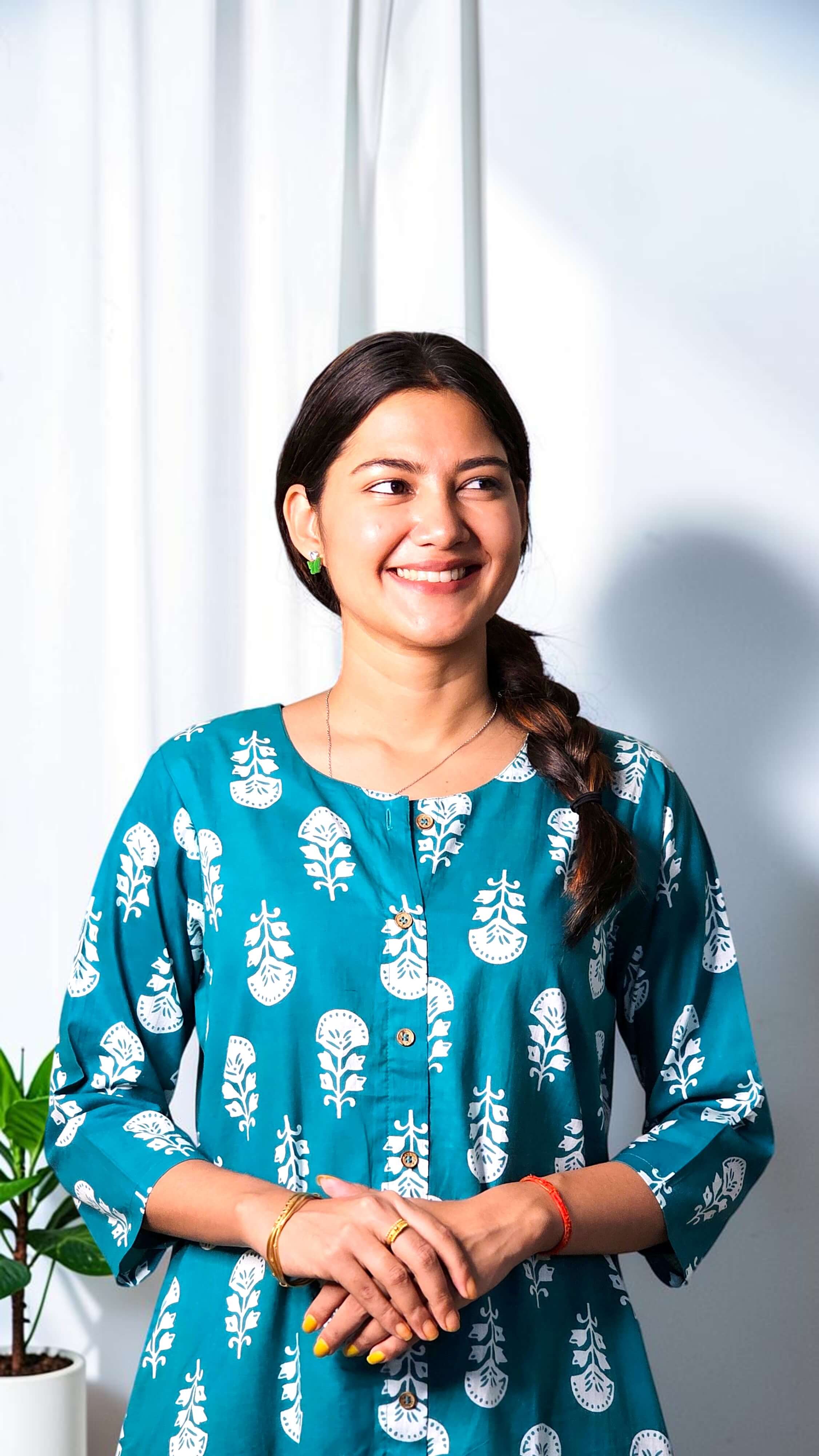 Zariya – Teal Bloom Cotton Co-Ord Set - Image 3