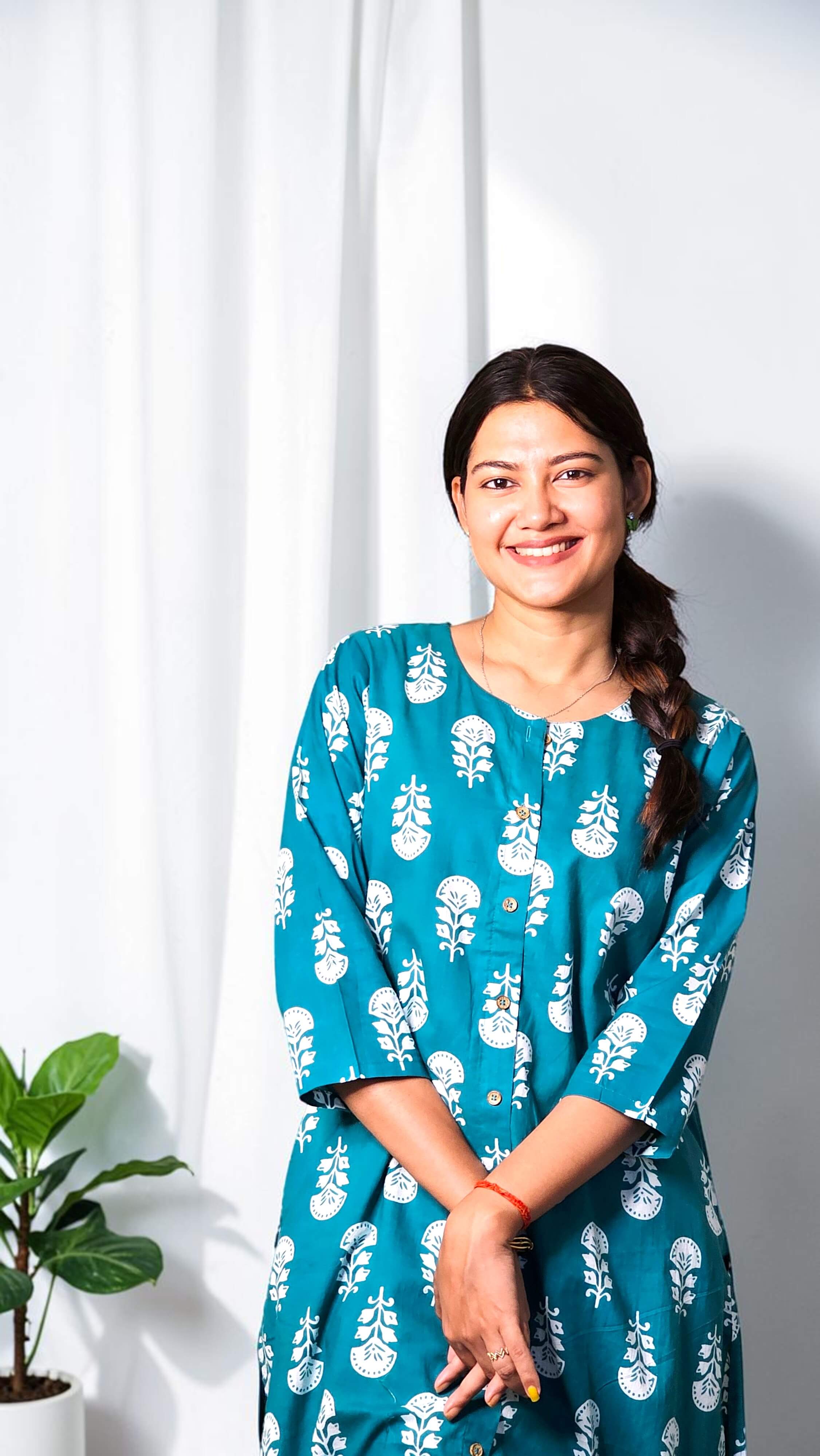 Zariya – Teal Bloom Cotton Co-Ord Set - Image 5