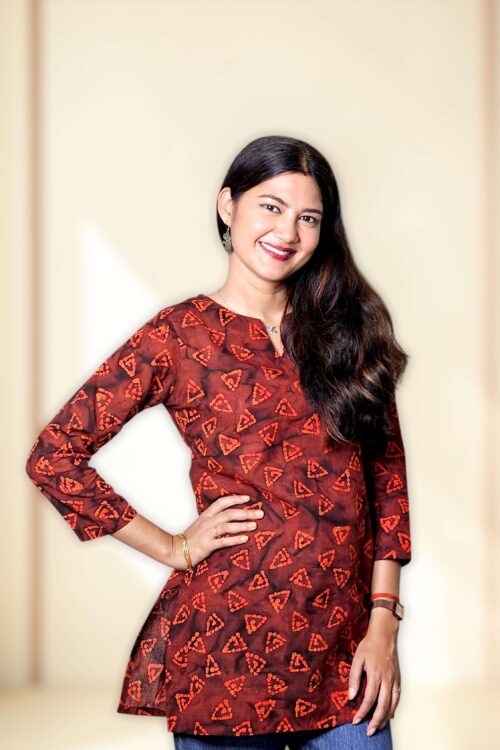 Anvika – Brown Batik Print Kurta Top