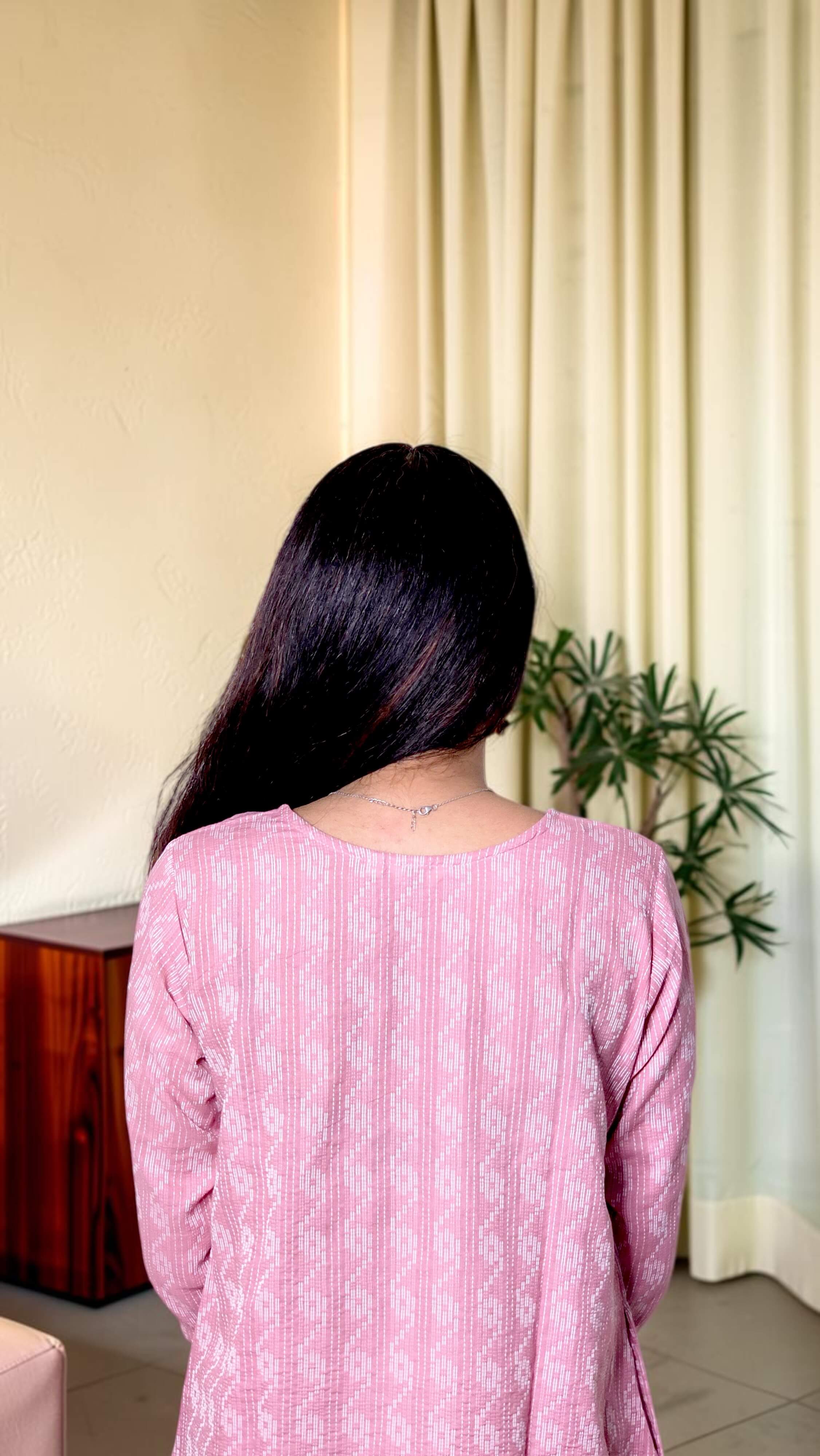 Nayra – Pink Katha Cotton A-Line Kurta - Image 5