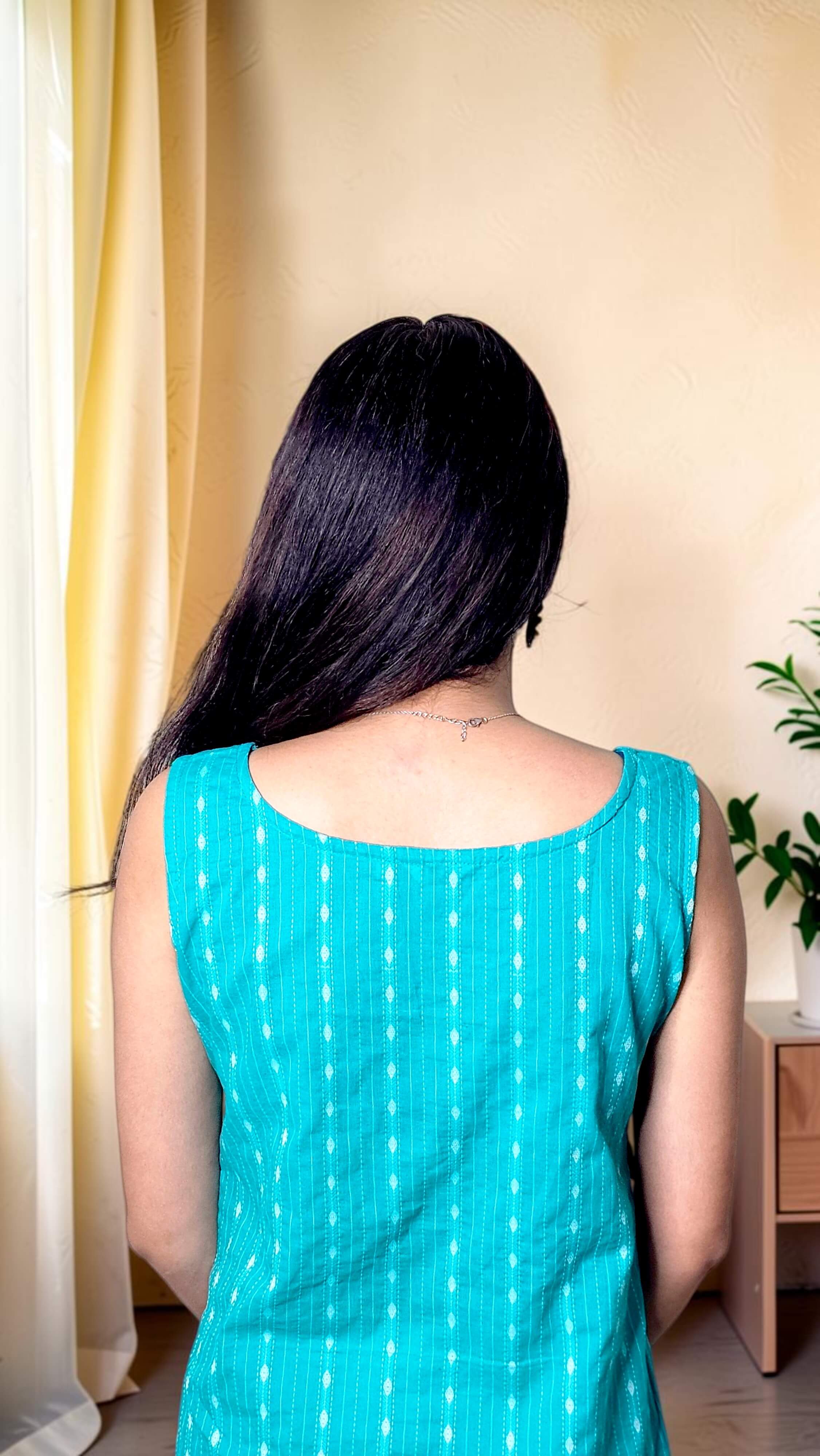 Avyra – Turquoise Katha Cotton Sleeveless Kurta - Image 5