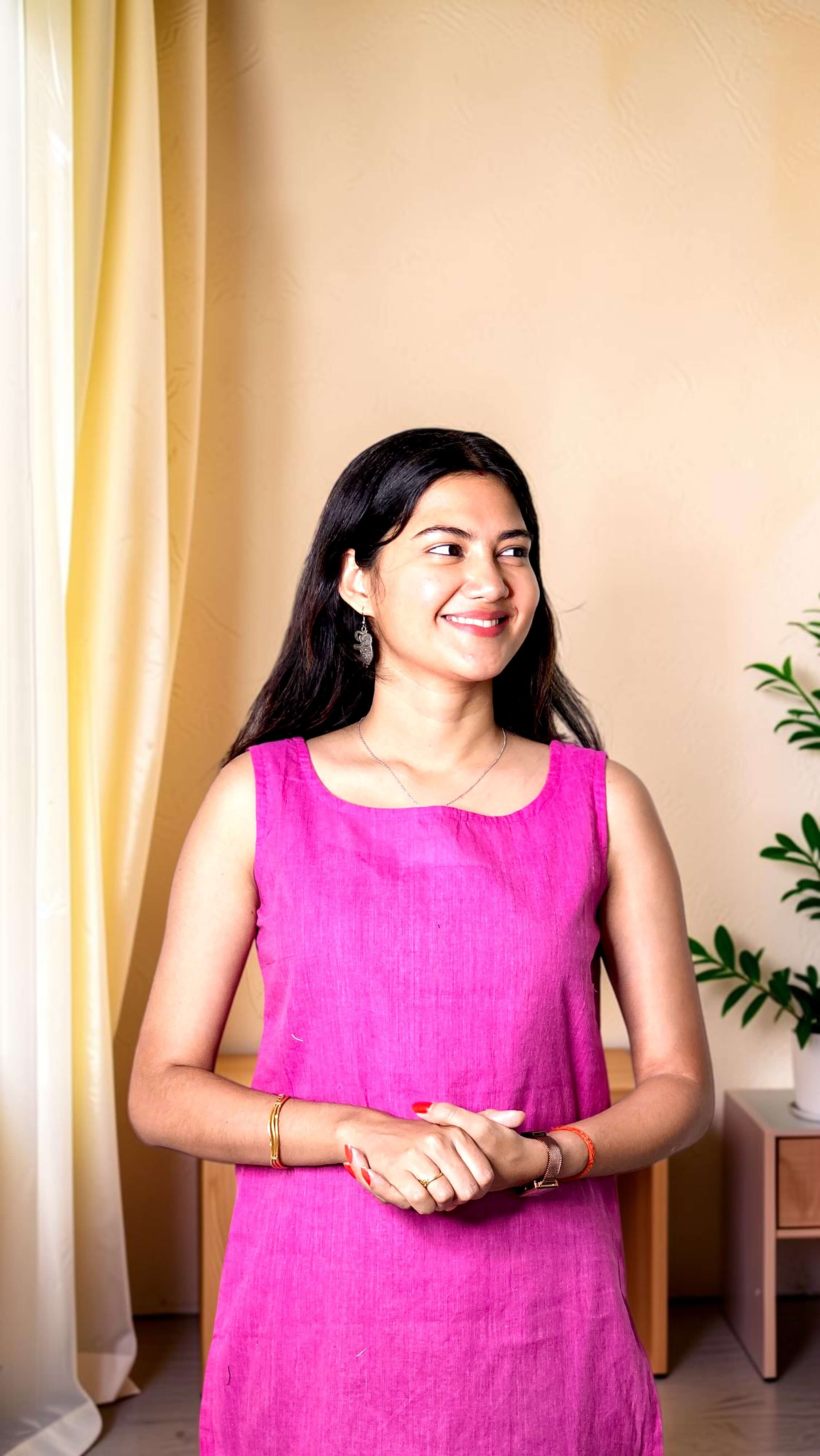 Aarini – Pink Khadi Sleeveless Kurta - Image 5
