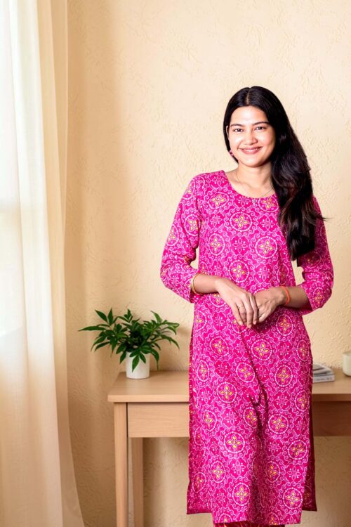 Ruvina – Magenta Bandhani Print Cotton Co-Ord Set